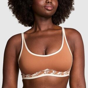 Victoria’s Secret PINK Relay Logo Scoop Sports Bra Toffee & White Size XXL